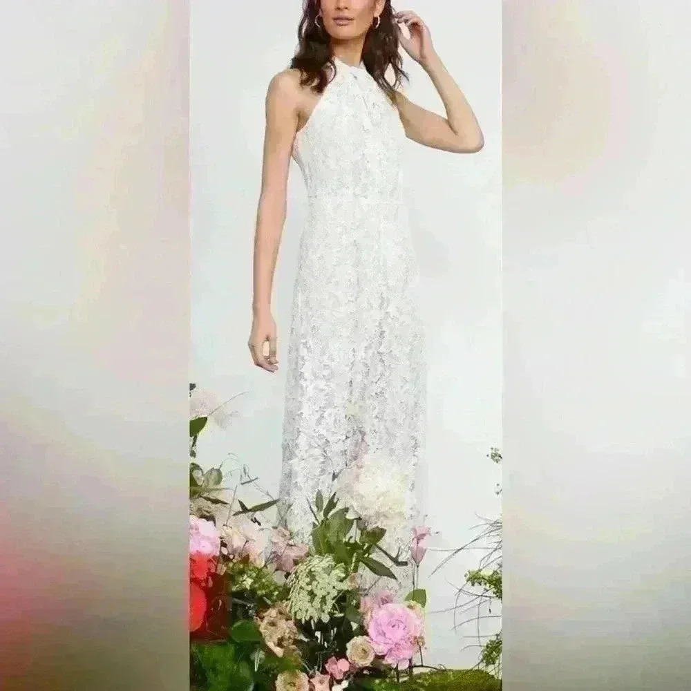 JULIA JORDAN knot Lace Jumpsuit In‎ white / Nude Size 4 - Picture 4 of 12